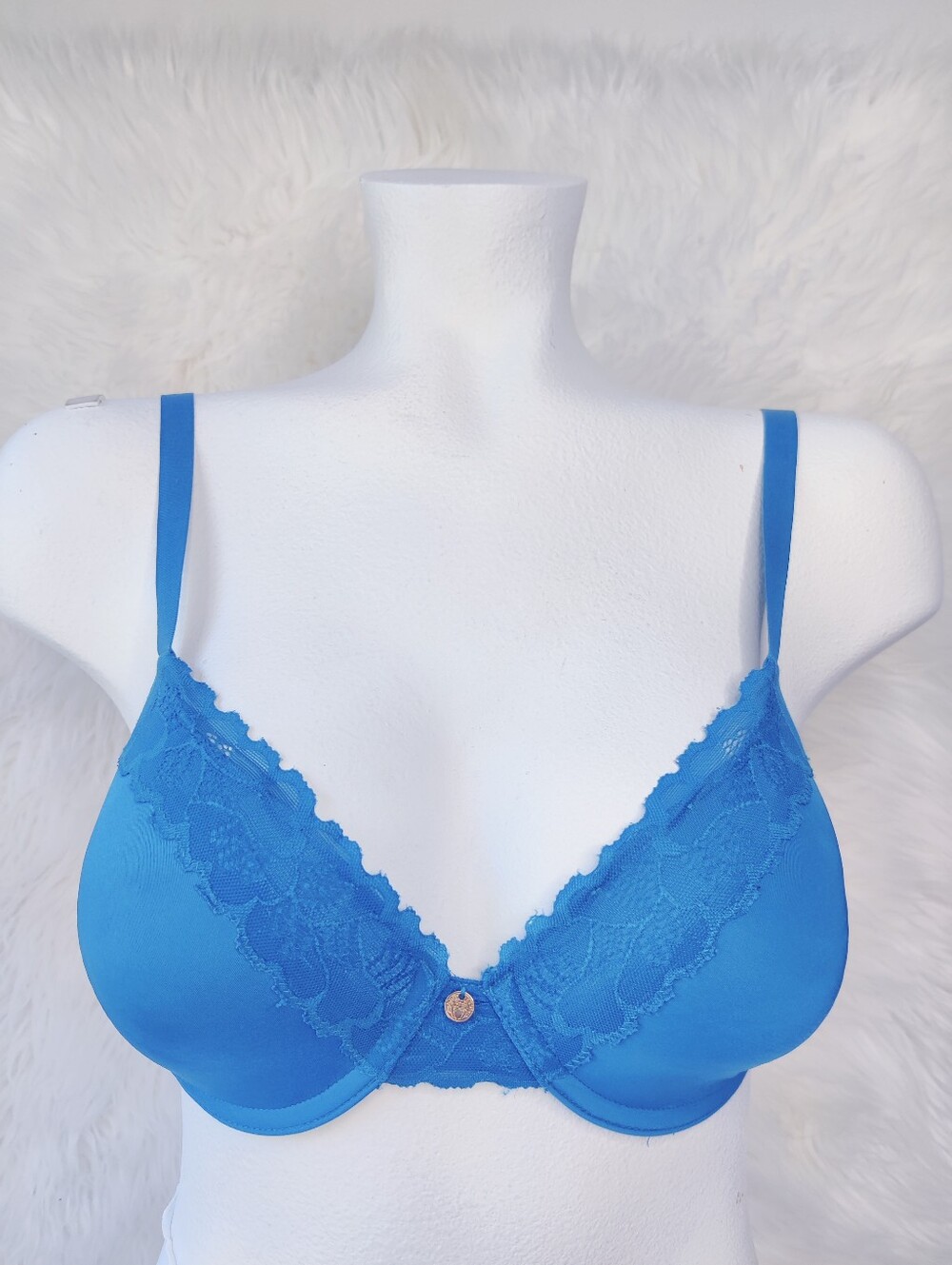 Natori Bra 36C Hidden Glamour 736044 Blue Contour T-Shirt Underwire